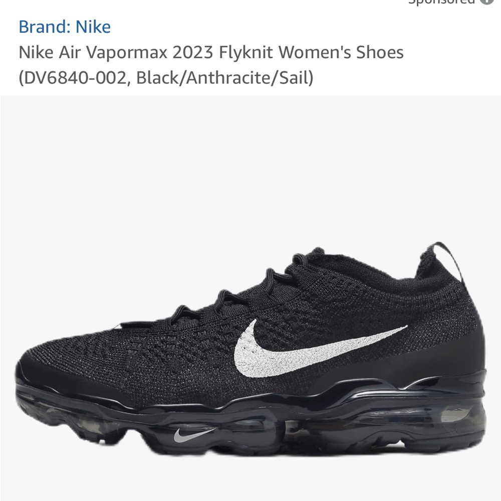 Nike air Vapormax Flyknit 2023 black size 8